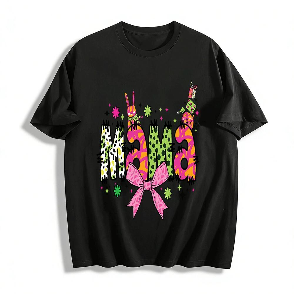 

Fun Cartoon Mama Print Casual Top For Family Pure cotton T-shirt XXS