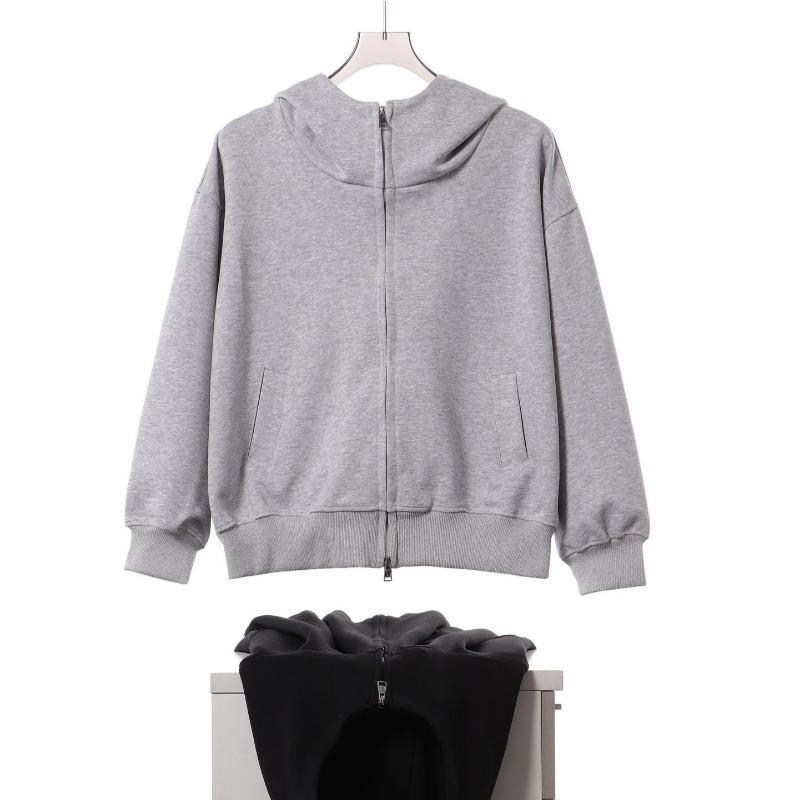 Autumn and winter new turtleneck hooded double zipper cardigan jacket retro loose couple hoodie