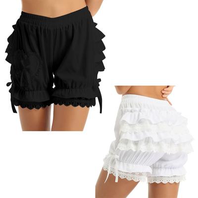 Frauen Mädchen Spitze Unterwäsche Rüschen Bloomer Kürbis Knickers Shorts Gothic Cosplay Kostüm