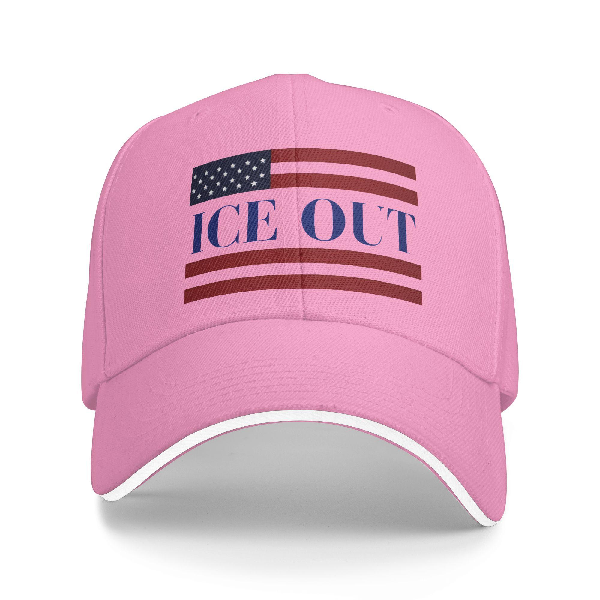 

Ice Out US Flag Print Baseball Cap Fashion Hip Hop Hats Summer Women Men Kpop Rock Baseball Caps As Picture розовый