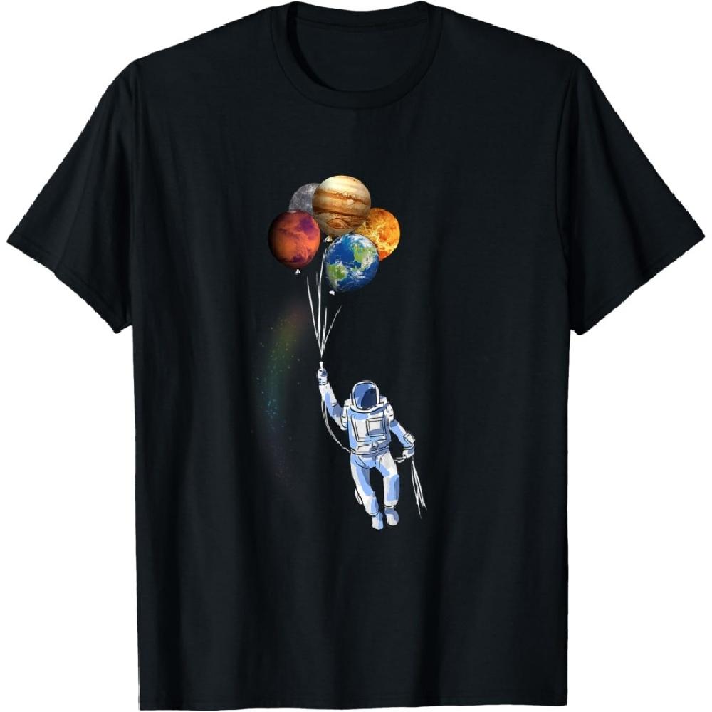 

Astronaut Funny Space Shirt Spaceman Holding Planet Balloon T-Shirt S