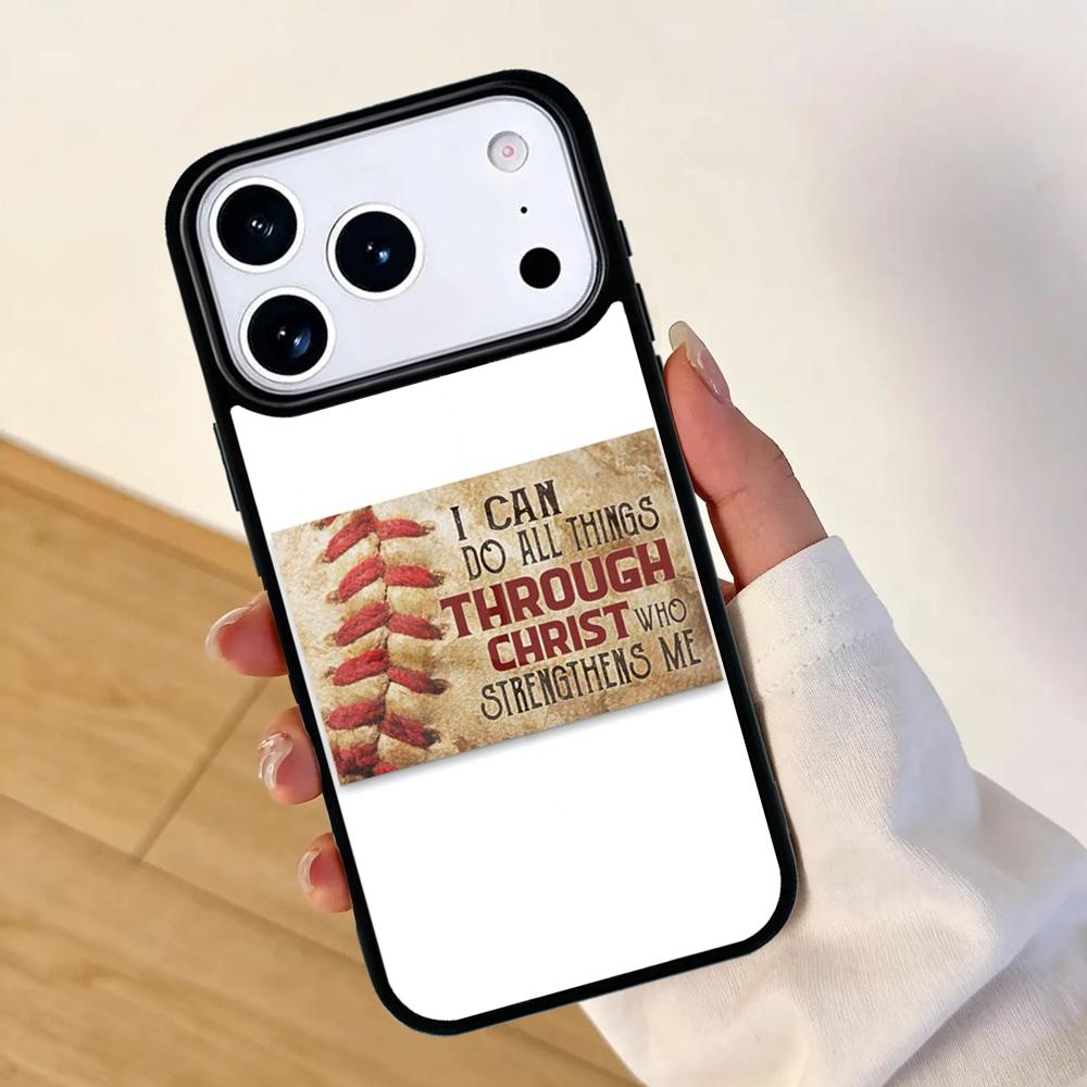 Custodia per Telefono con Citazione Cristiana Softball Baseball Per Apple iPhone 17 air 16 Pro Max 15 Pro Max 14 13 12 11 Mini Cover Posteriore