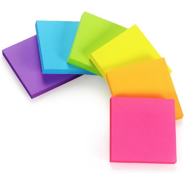 Early Buy Sticky Notes 6 Bright Color 6 Pads Self-Stick Notes 3 in x 3 in, 100 Sheets/Pad