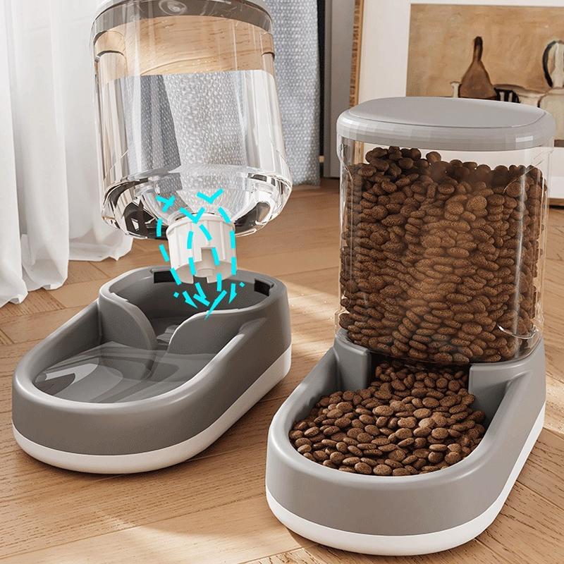 3.8L Pet  Automatic Feeder Water Dispenser 2 In1 Tilted Automatic Pet Food And Water Feeder Large Capacity Food Feeder Waterer