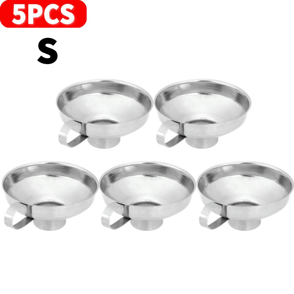 1-5Pcs Stainless Steel Wide Mouth Canning Funnel Liquid Funnel Hopper Filter Kitchen Tools Gadgets Jar Funnel Jam Salad Dressing