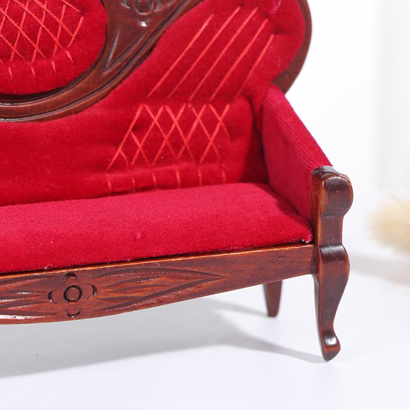 1:12 Dollhouse Miniature Soft Double Sofa For Dolls Furniture Pretend Play Toy