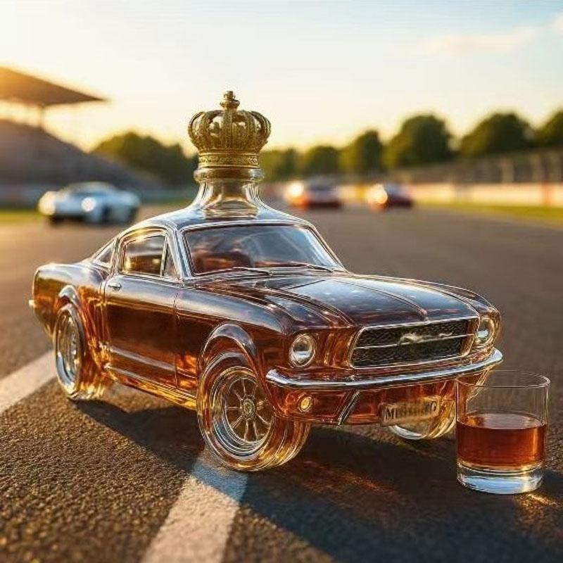 Mustang Whiskey Bottle Creative Car Shaped Glass Decanter for Home Bar Decor