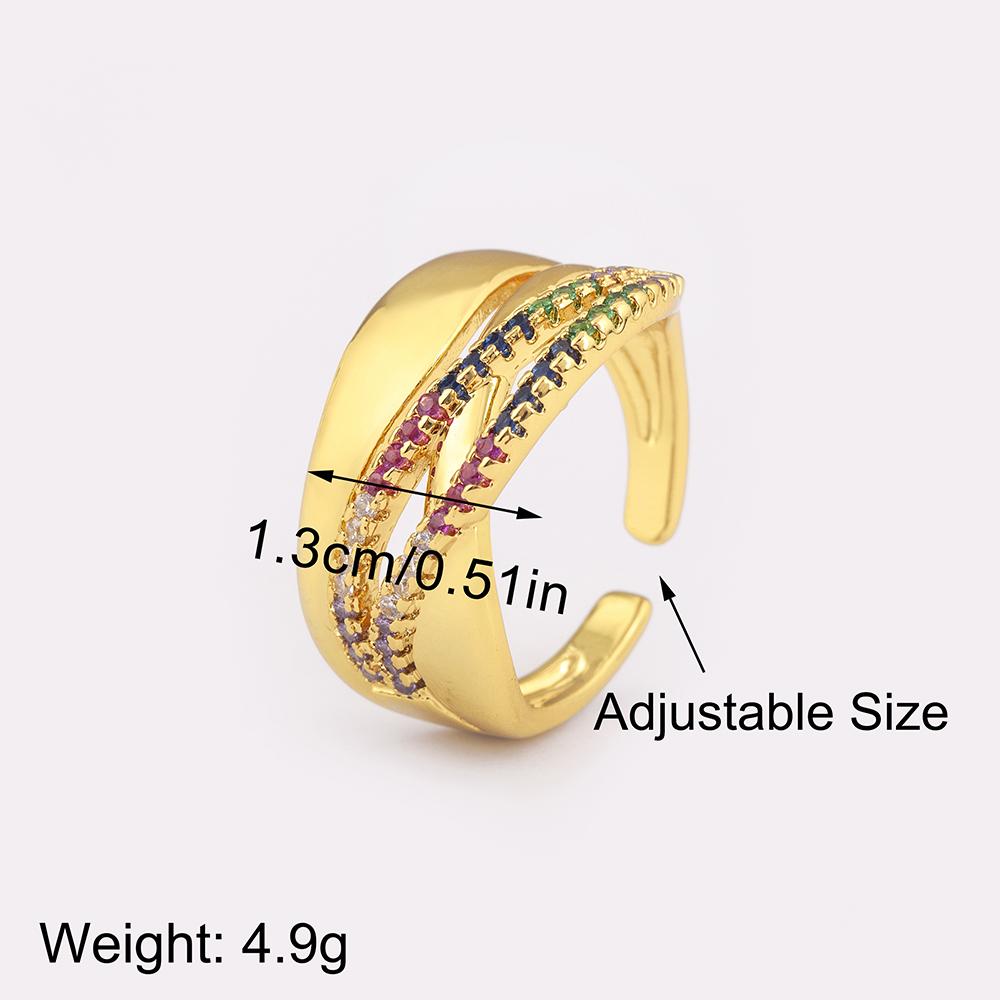 Nidin New Fashion Punk Rock Style Multilayer Open Rings Adjustable For Women Shiny Crystal Zircon Finger Jewelry Party Gifts