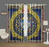 Mystic Zodiac Curtains 2 Panels 3D Print Sun Block Gold Blue Magic Pattern Bedroom Living Room Decor Starry Astrology Art