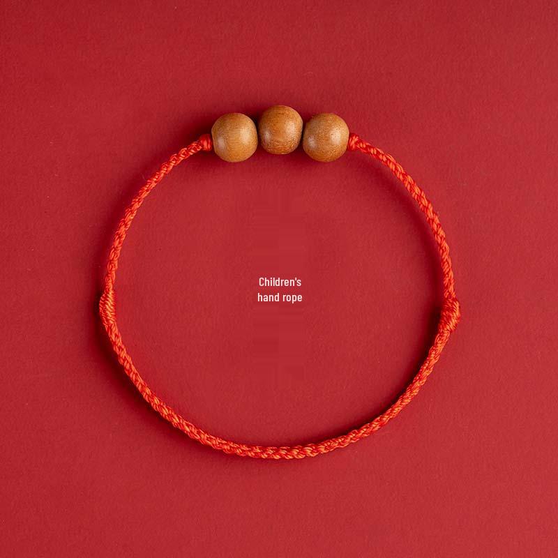 Peach Wood Red String Good Luck Bracelet for All Ages
