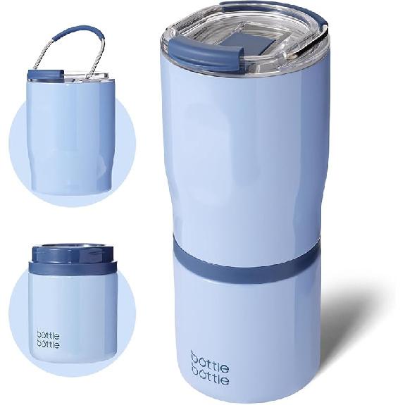 BOTTLE BOTTLE Stainless Steel Tumblers with Handle, Insulated Tumblers with 2 Lids, 22oz 2IN1 Coffee Cup for Home Office and Party, Travel Cups for