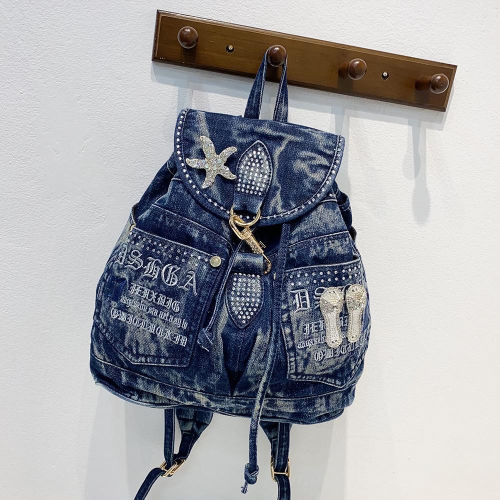 Luxury Denim Women Backpack High Quality Anti Theft Backpacks Female Casual Back Pack Bag Girls Designer Travel Backpack