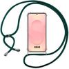 Case for Samsung Galaxy S25 FE, Transparent Reinforced Silicone with Night Green Shoulder Strap