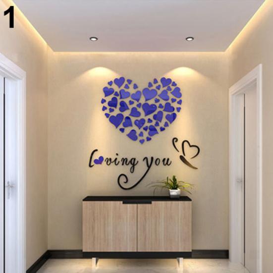 Romantická láska 3D Heart Loving You Nálepka na zeď Dekor DIY Decal Home Office dárek