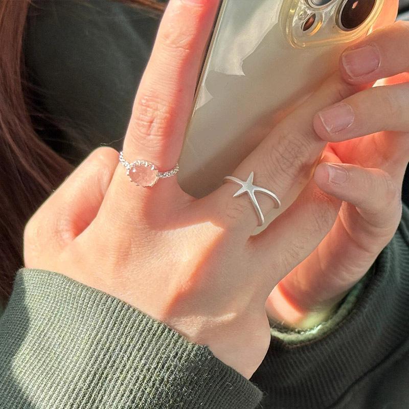 Plain Silver Five-pointed Star Open Ring, Simple and Fashionable Design Sense, Ring, Cold Wind, Personality, Versatile Jewelry, Advanced Sense