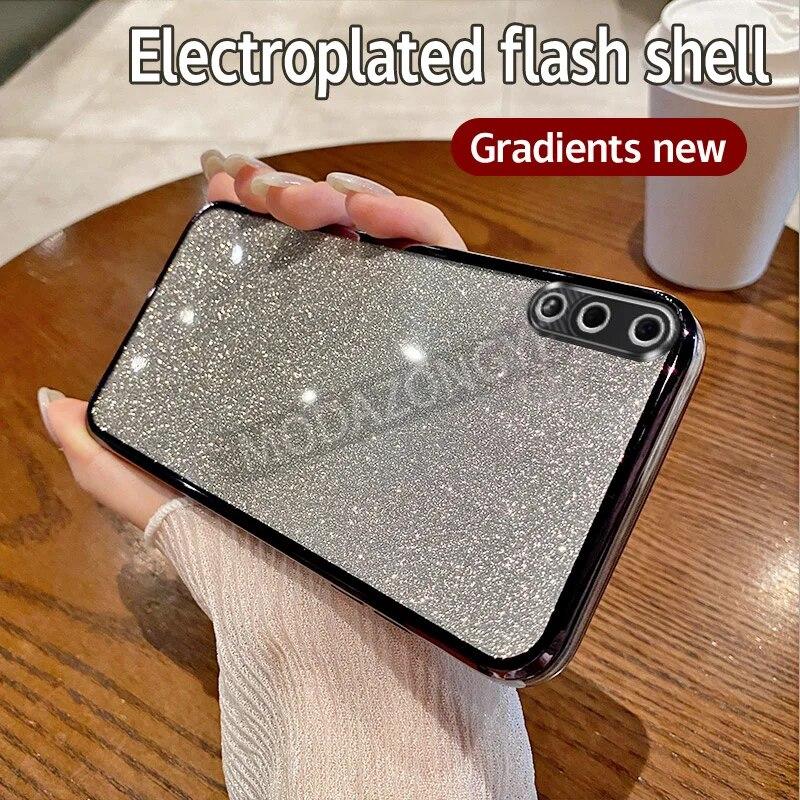 Für Samsung Galaxy A02 Hülle Galvanisiert Weich Glitzer TPU Handy Rückseite Samsung Galaxy M02 Handyhülle Für Mädchen Frau