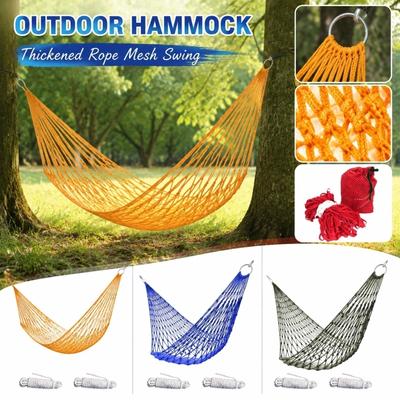 Outdoor-Hängematte Verdicktes Seilnetz-Schaukel Handgefertigte gewebte Hängematte Campingausrüstung Langlebiges und komfortables Design für den Außenbereich