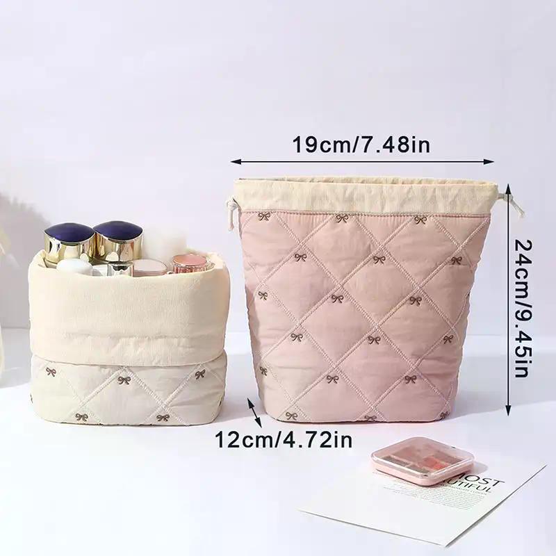 Kosmetiktasche Große Kapazität Kordelzug Make-up-Tasche Für Reisen Weiche Aufbewahrungstasche Haushalts-Tischorganizer Reiseutensilien