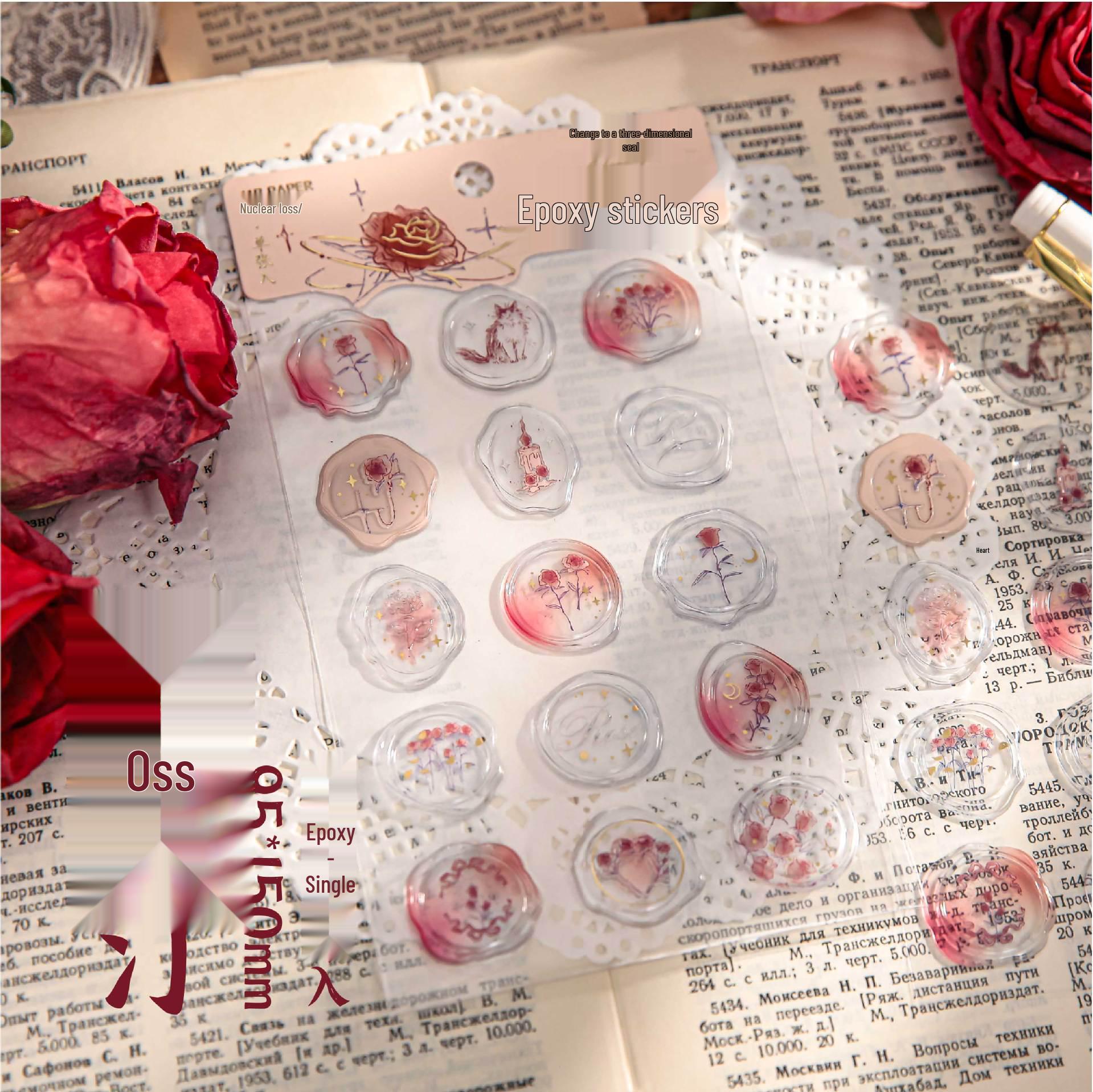 In the Name of the Rose 3D Epoxy Retro Wax Seal Bouquet Sticker