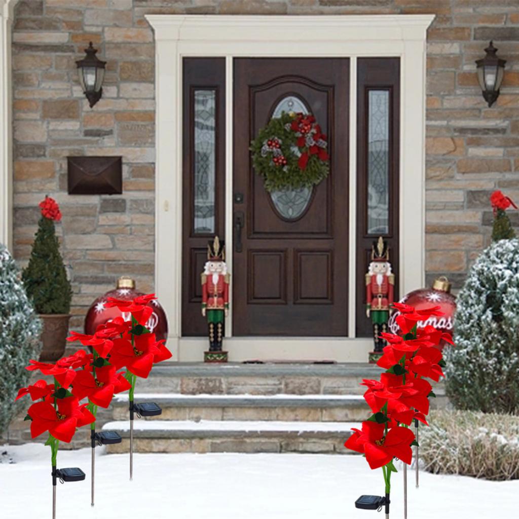 Solar Christmas Roses, Outdoor Patio Ambiance, Decoration , Festive Floor Lights