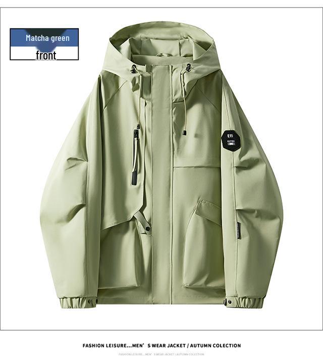 Men's 2025 Spring Korean Style Slim Hooded Jacket with Epaulettes - Versatile Outdoor Youth Outerwear