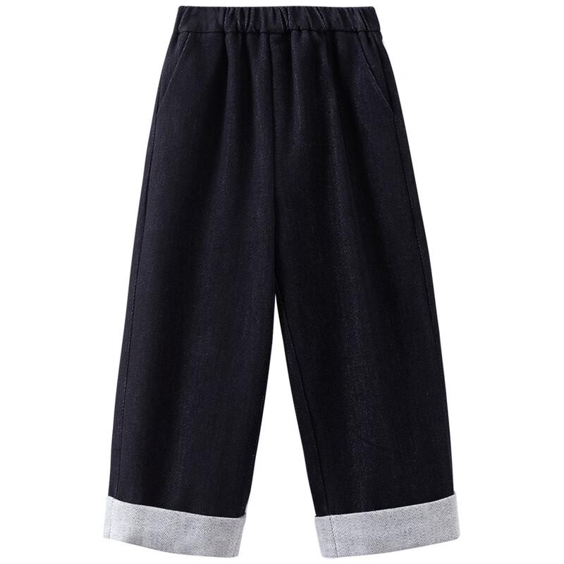 Hacikis Kids' Fleece-Lined Loose Straight-Leg Denim Jeans