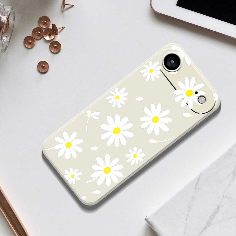 For iPhone 17 Air Case White Daisy Pattern Printing Straight Edge TPU Phone Back Cover