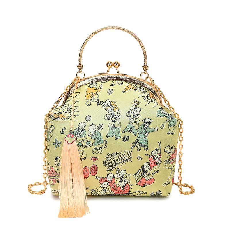 Sweet Hasp Simple Bags for Women Silk Embroidery Patchwork Natial Style Crossbody Bags Light Luxury Women's Handbags