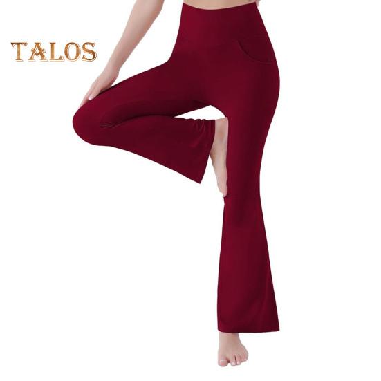 Women's Flared Yoga Pants High Waist Bootcut Workout Leggings with Pockets Stretchy Bell Bottom Trousers for Office Workout