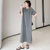Women's Lazy T-shirt Dress Summer Temperament Off-the-shoulder Plus Size Slimming Over The Knee Dress