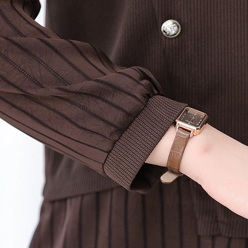 Women's Spring Summer Long Sleeve Chic Slimming Two-Piece Layered Top for Middle-Aged & Elderly