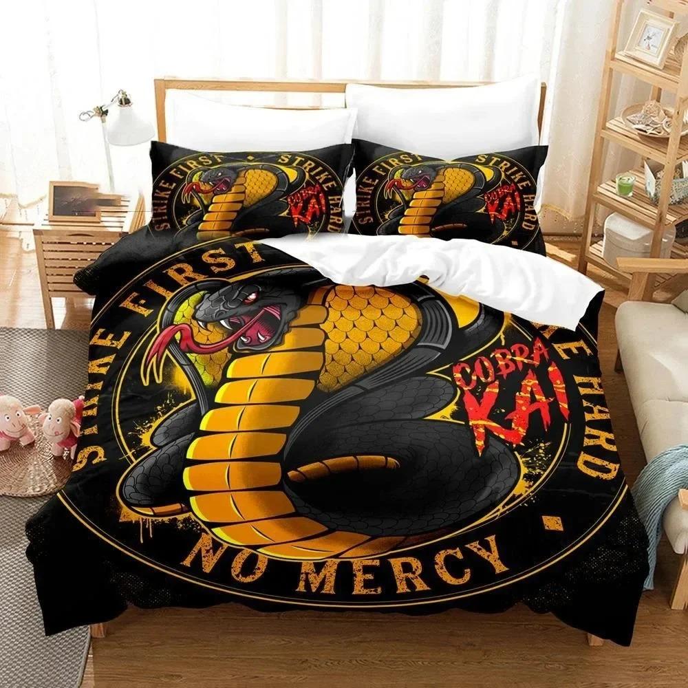 3D Print Cobra Kai Karate Beddengoedset Dekbedovertrek Bedset Quiltovertrek Kussensloop Dekbed King Queen Size Jongens Volwassen Beddengoed