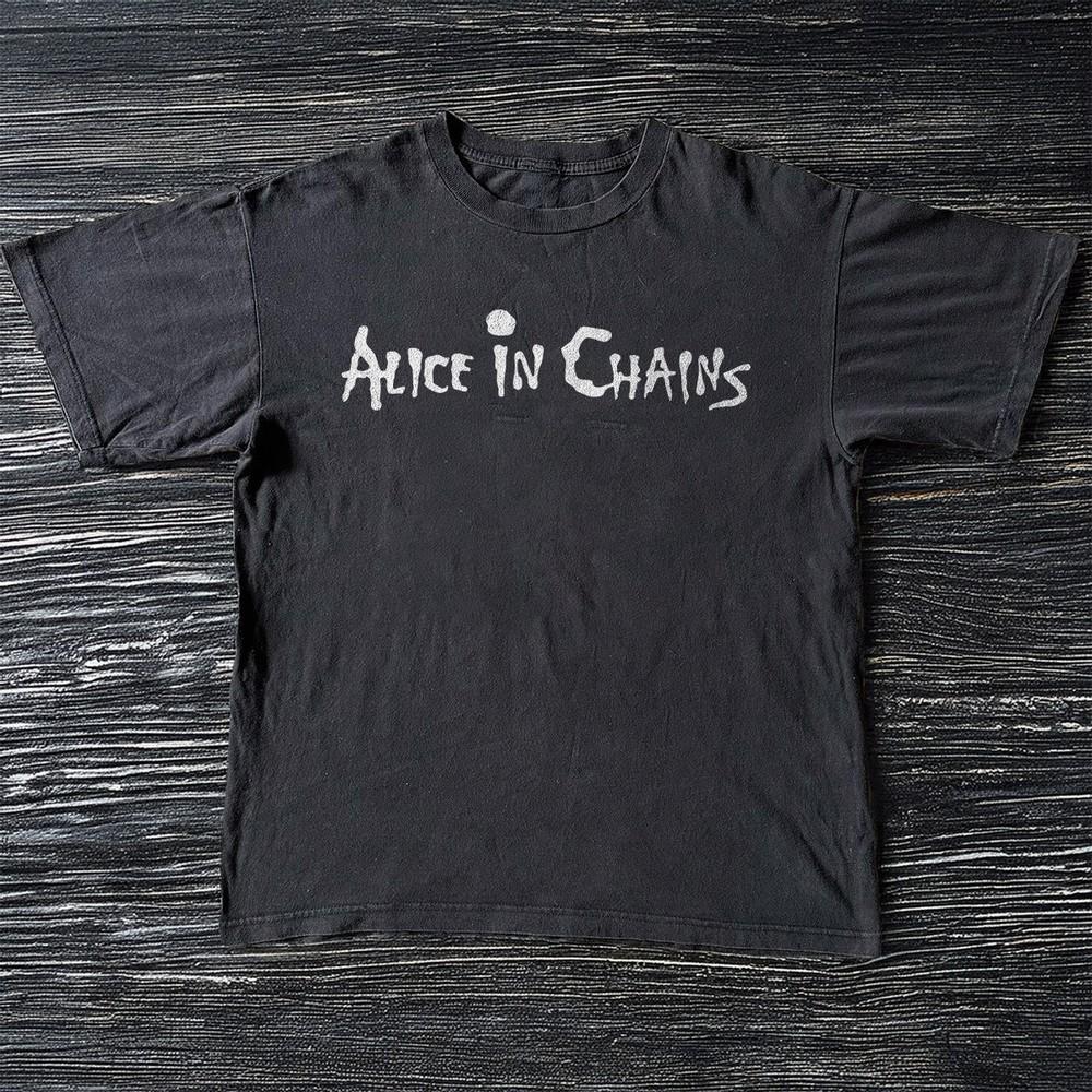 HOT Alice in Chains Classic Logo Black Cotton Tshirt Unisex T-Shirt S