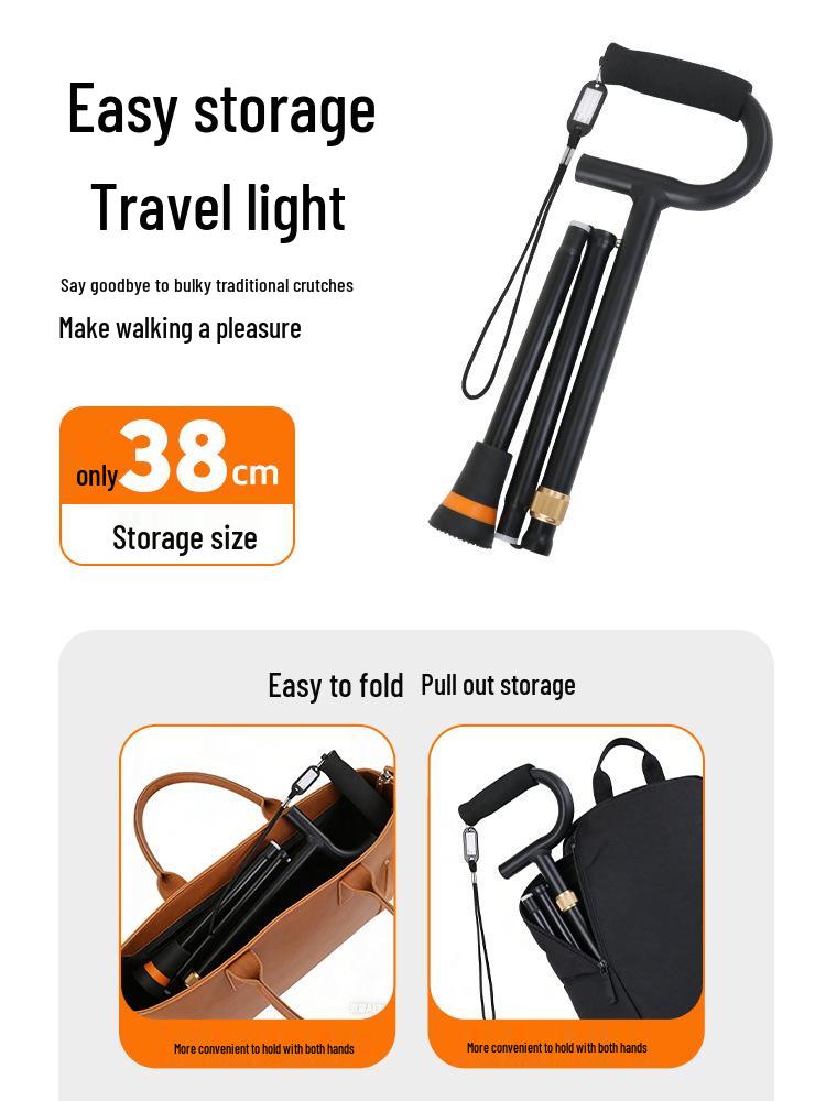 Adjustable Foldable Aluminum Cane with Anti-slip Design for Seniors and Disabled