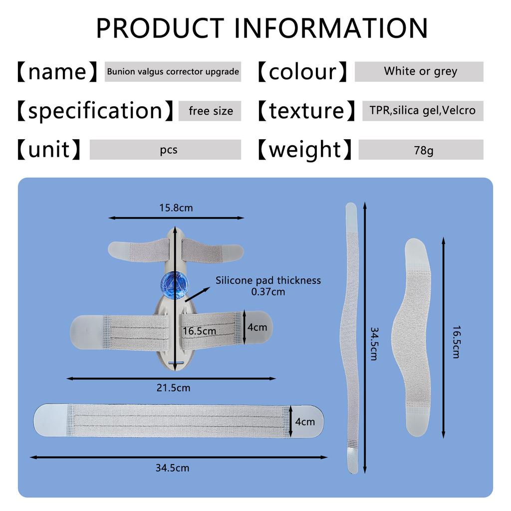 Verstellbarer Zehentrenner/Spreizer für Ballenzehen, Großzehen-Hallux-valgus-Korrektor, Zehenrichtgerät.