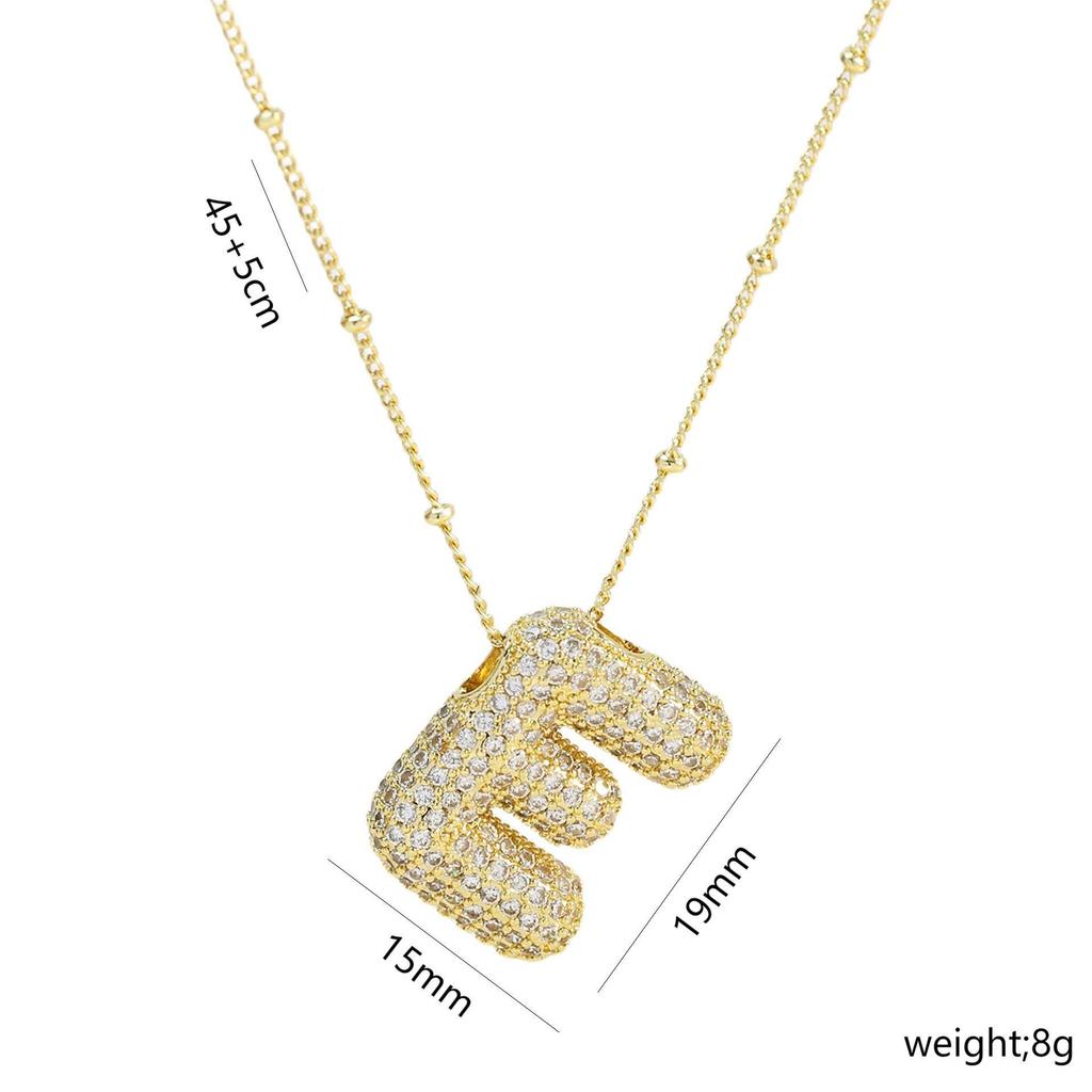 Elegante Collana con Ciondolo Alfabeto in Oro 18 Carati Placcato Zircone