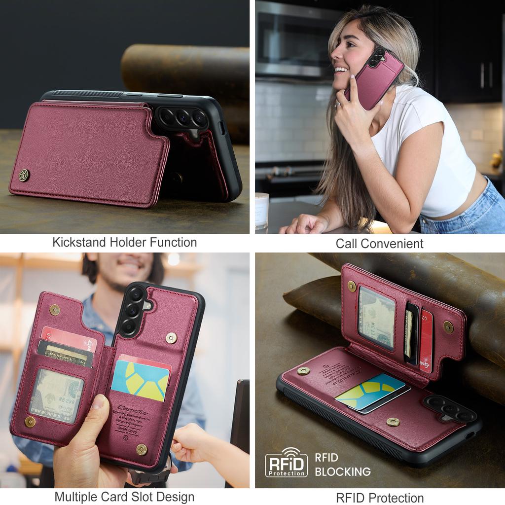 Caseme PU Leather RFID Wallet Case For Samsung Galaxy A57 A56 A37 A36 A17 A16 Card Holder Kickstand Shockproof Phone Cover