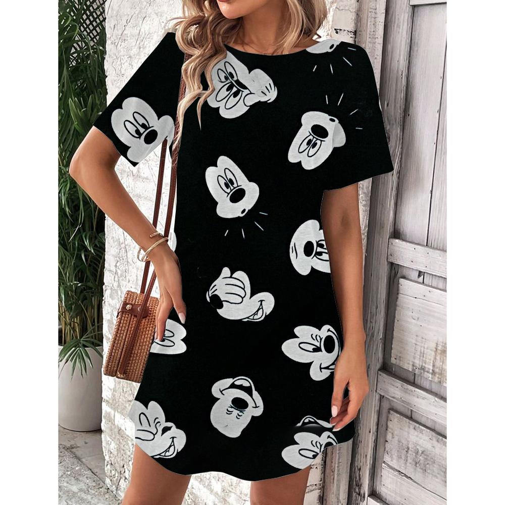Vestito da Donna Scollo O Manica Corta Sexy Stampa Disney Topolino