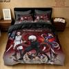 סט מצעים עם דוגמת Tokyo Ghoul, כיסוי שמיכה, ציפית לכרית, מתנת יום הולדת לבית(1 * כיסוי שמיכה + 2 * ציפות, ללא ליבה)