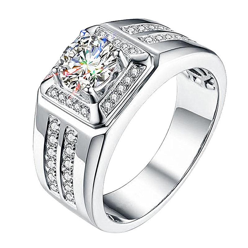 2026 Men's Ring Full Diamond Fashion Light Luxury Men's Open Ring Accessories