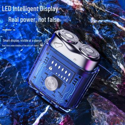AMT Dual Engine Rechargeable Electric Shaver - Transparent Mecha Design, Double Head, Washable, Mini, Large Capacity.