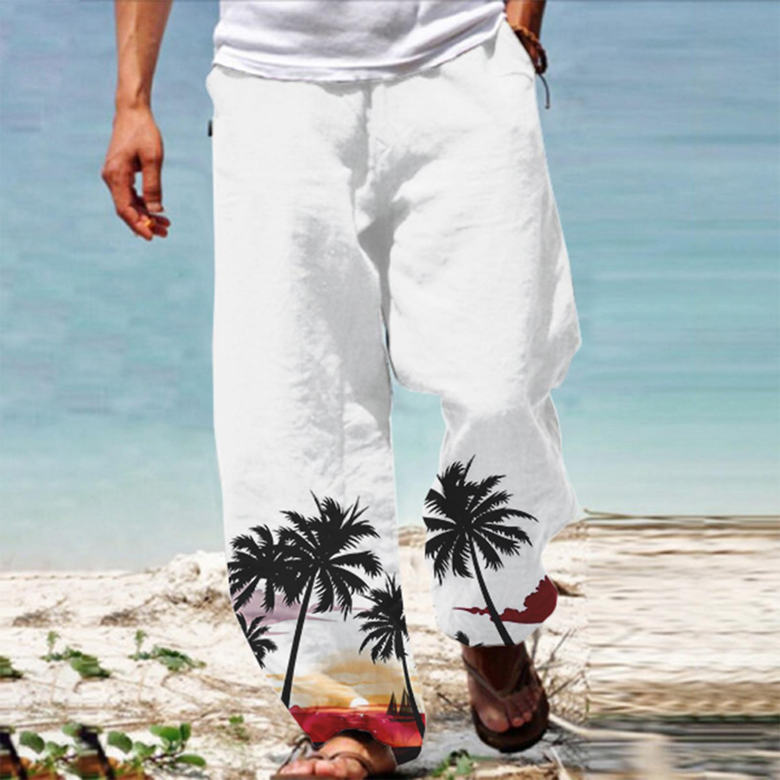 

Мужские модные свободные повседневные спортивные брюки с широкими карманами и принтом XL белый