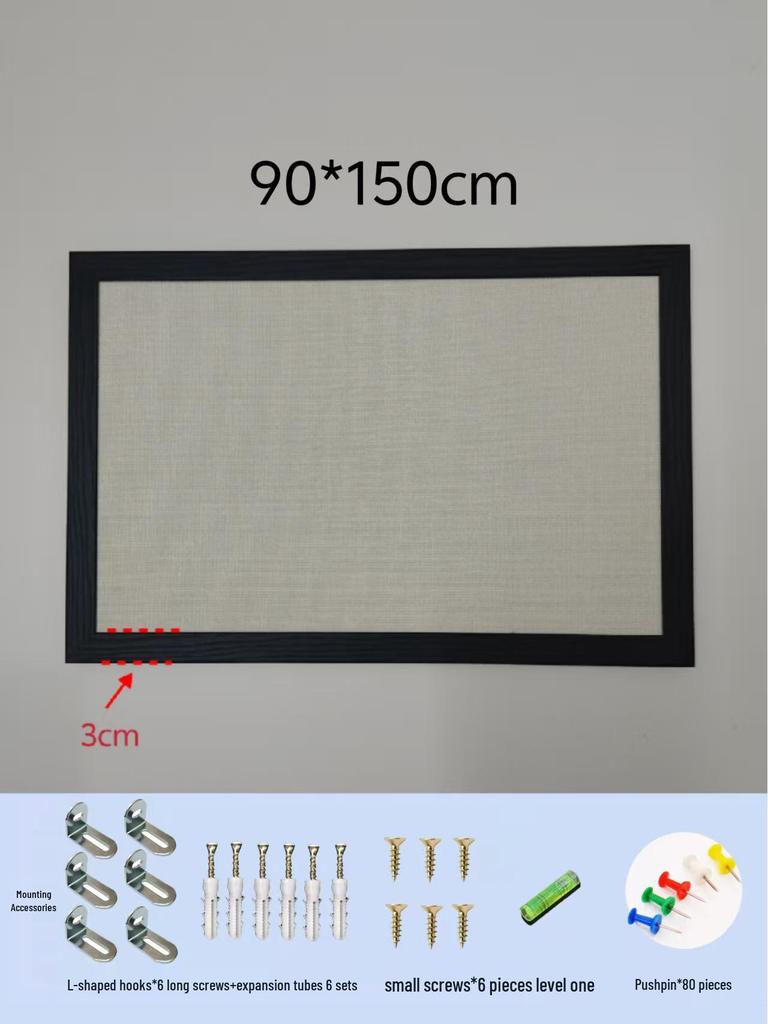 Black Frame Burlap Cork Board: Wall-Mounted Photo & Message Display for Kindergarten Theme