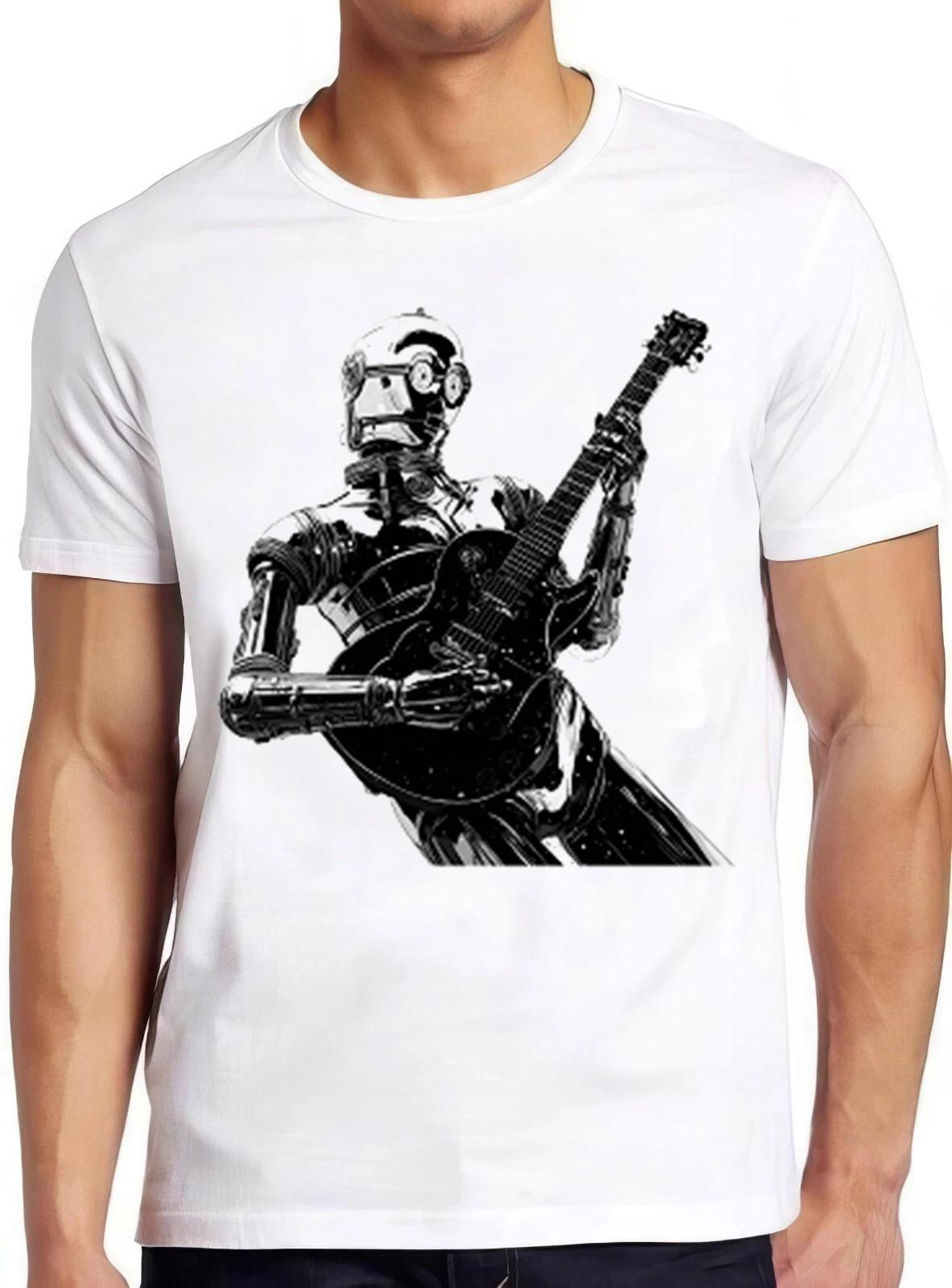 Robot Playing Acoustic Electric Guitar Player Meme Funny Gift Tee T Shirt 2515 L