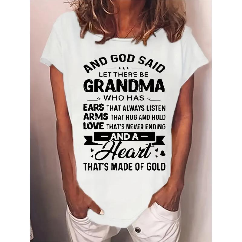 Женская футболка с принтом  Бабушка , повседневная блузка с круглым вырезом и коротким рукавом, весенне-летне-осенняя, удобная повседневная одежда, наряды для бабушки, топ S