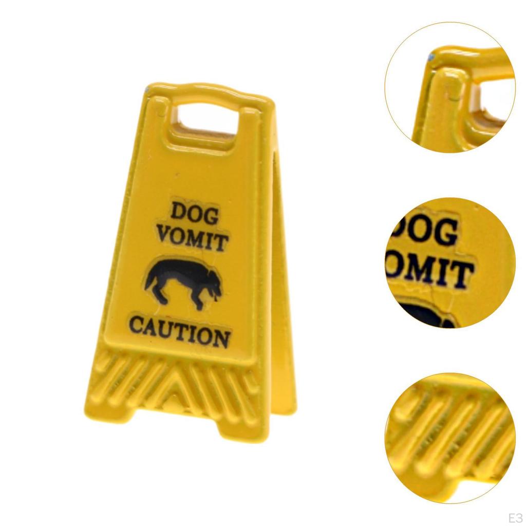 1 Inch Alloy Caution Sign Model for Dollhouse Accessories