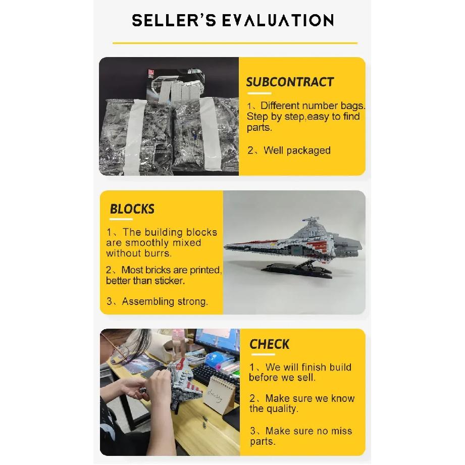 High-tech Moc Venator Attack Cruiser Fighter Destroyer Brick Technical Model Building Star Blocks Space Ship Toys