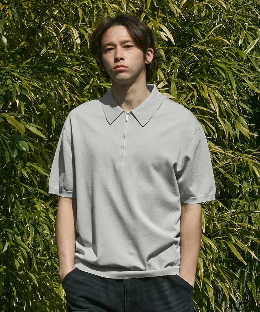 MINIMALPROJECT Linen-Like Cool Dry Half Zip Collared Short Sleeve Knit Mnt112 / 7 Colors