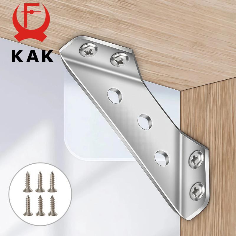 KAK 5/10PCS Stainless Steel Corner Bracket 90° Triangle Reinforced Angle Bracket Furniture Support Bracket for Bed Table Chair