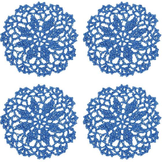 Uxcell Fabric Coasters, 4pcs 4" - Cotton Woven Crochet Doilies, Lace Embroidery Cup Mat with Floral Pattern for Wedding Party Decoration (Red)